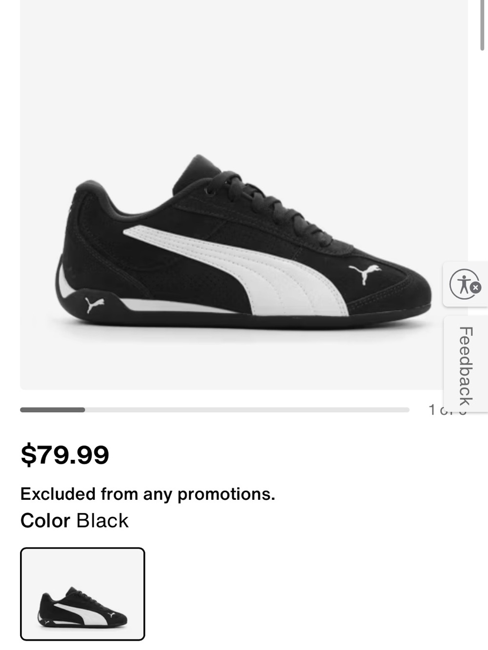 Puma Kids Black and White Low-Profile Sneaker